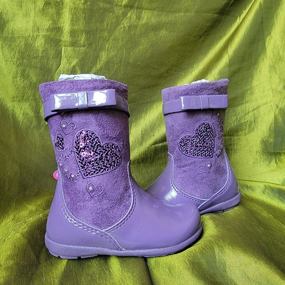 Pampili Purple Sparkly Girls Boots With Rhinestones and Sequins
